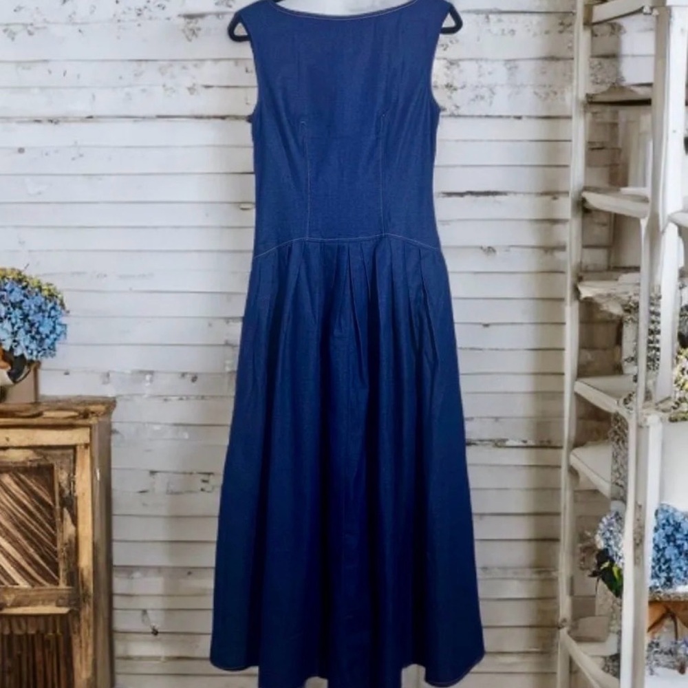 NWT Commense Faux Denim Sleeveless Pleated Maxi Dress XS - M SOLD OUT - Picture 5 of 8